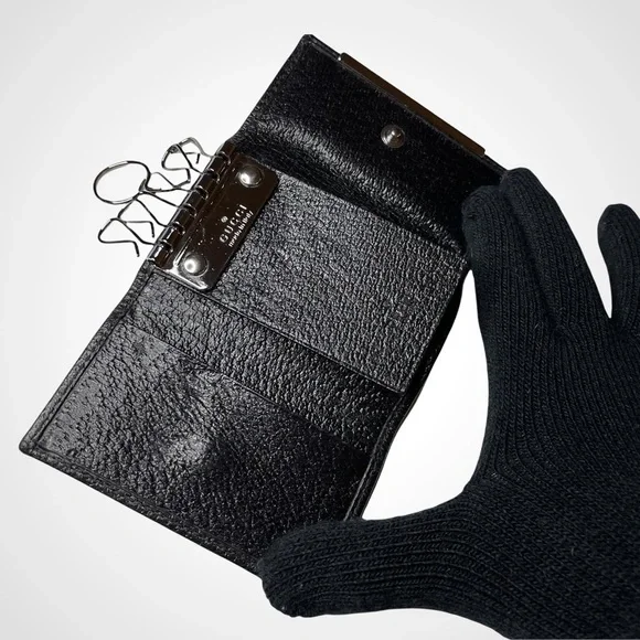 Gucci Black GG Canvas Leather 6 Key Case - Picture 4 of 7